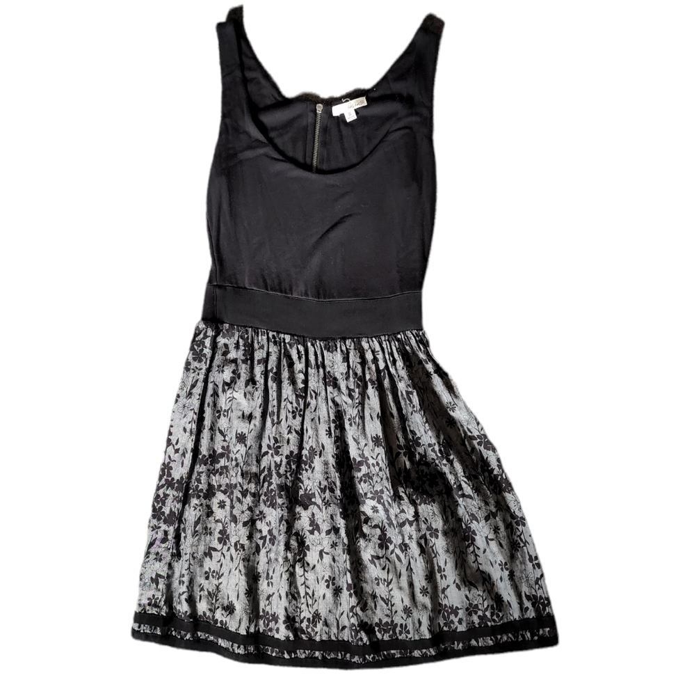 BeBop Zipper Back A-Line Black And Grey Floral Size Small Dress